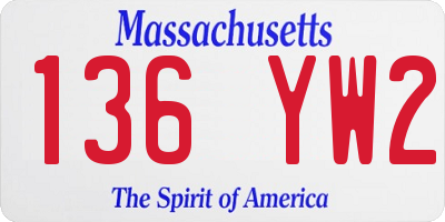 MA license plate 136YW2