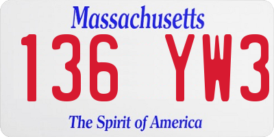 MA license plate 136YW3