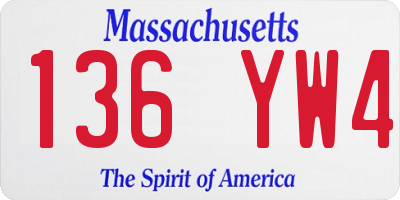 MA license plate 136YW4