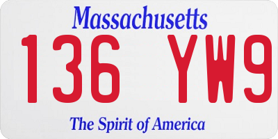 MA license plate 136YW9