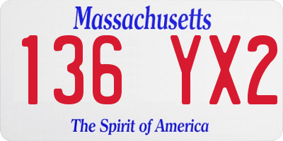 MA license plate 136YX2