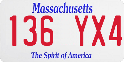 MA license plate 136YX4
