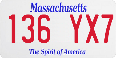 MA license plate 136YX7
