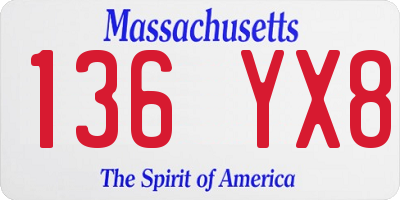 MA license plate 136YX8
