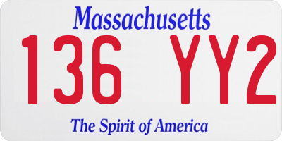 MA license plate 136YY2