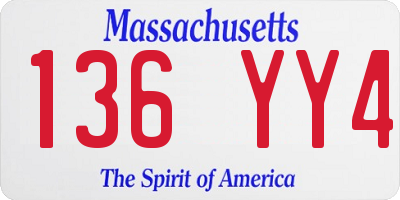 MA license plate 136YY4