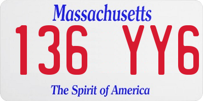 MA license plate 136YY6