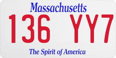MA license plate 136YY7
