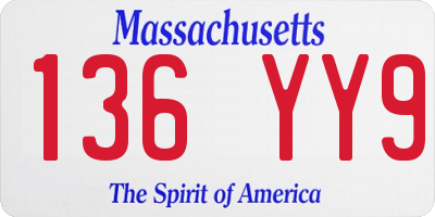 MA license plate 136YY9
