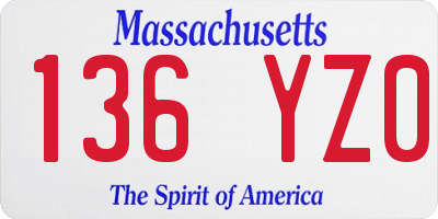 MA license plate 136YZ0