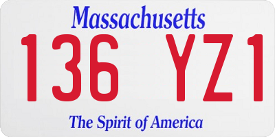 MA license plate 136YZ1
