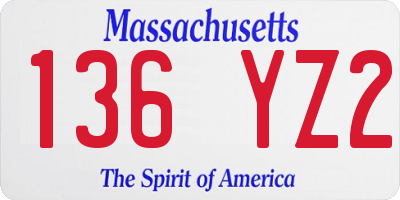 MA license plate 136YZ2