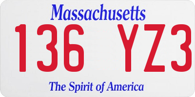 MA license plate 136YZ3