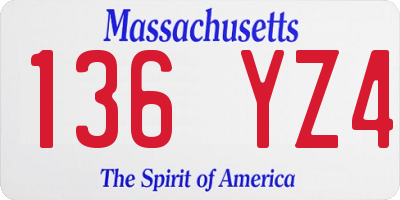 MA license plate 136YZ4