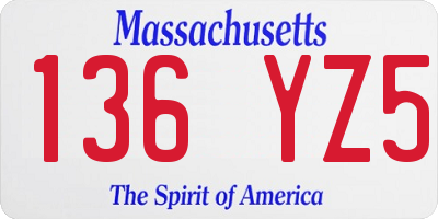 MA license plate 136YZ5