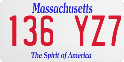 MA license plate 136YZ7
