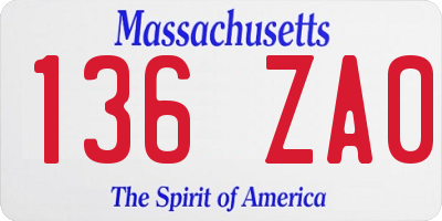 MA license plate 136ZA0