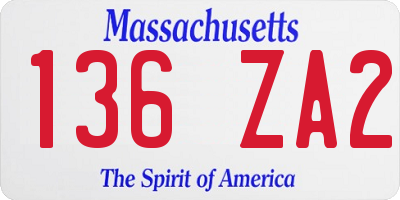 MA license plate 136ZA2