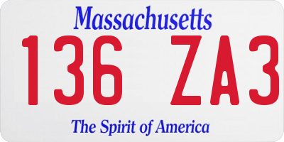 MA license plate 136ZA3