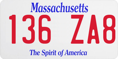 MA license plate 136ZA8