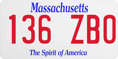 MA license plate 136ZB0