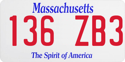 MA license plate 136ZB3