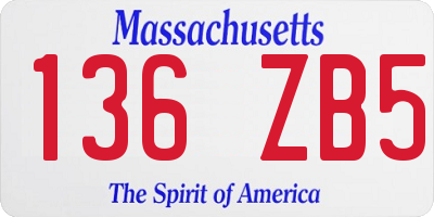 MA license plate 136ZB5