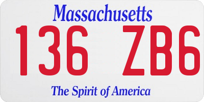 MA license plate 136ZB6