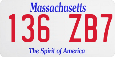 MA license plate 136ZB7