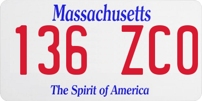 MA license plate 136ZC0
