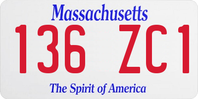 MA license plate 136ZC1