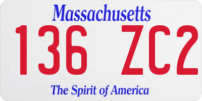 MA license plate 136ZC2