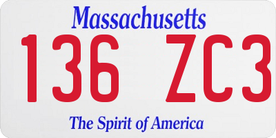 MA license plate 136ZC3
