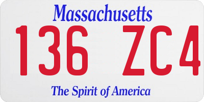MA license plate 136ZC4
