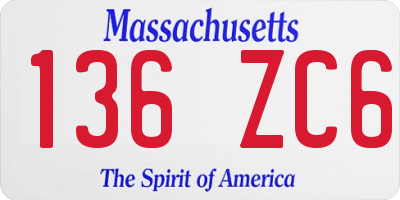 MA license plate 136ZC6