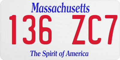 MA license plate 136ZC7