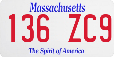 MA license plate 136ZC9