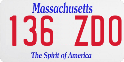 MA license plate 136ZD0