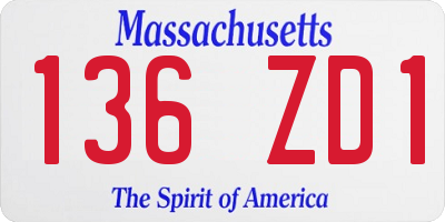 MA license plate 136ZD1