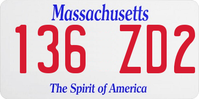 MA license plate 136ZD2