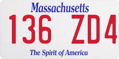 MA license plate 136ZD4