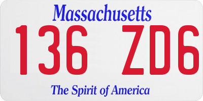 MA license plate 136ZD6