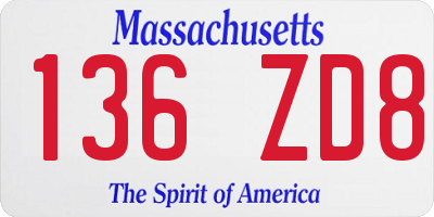 MA license plate 136ZD8
