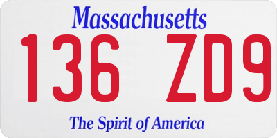 MA license plate 136ZD9