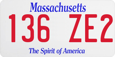 MA license plate 136ZE2