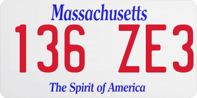 MA license plate 136ZE3