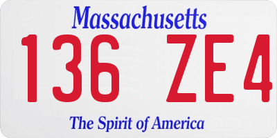 MA license plate 136ZE4