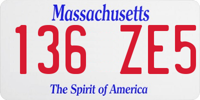 MA license plate 136ZE5