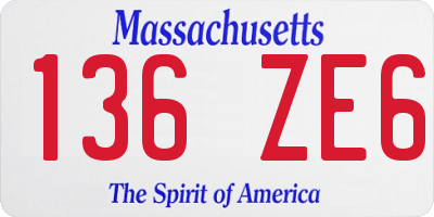 MA license plate 136ZE6