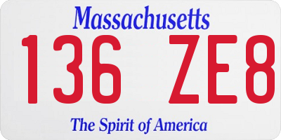 MA license plate 136ZE8